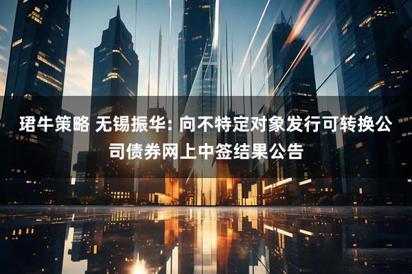 珺牛策略 无锡振华: 向不特定对象发行可转换公司债券网上中签结果公告